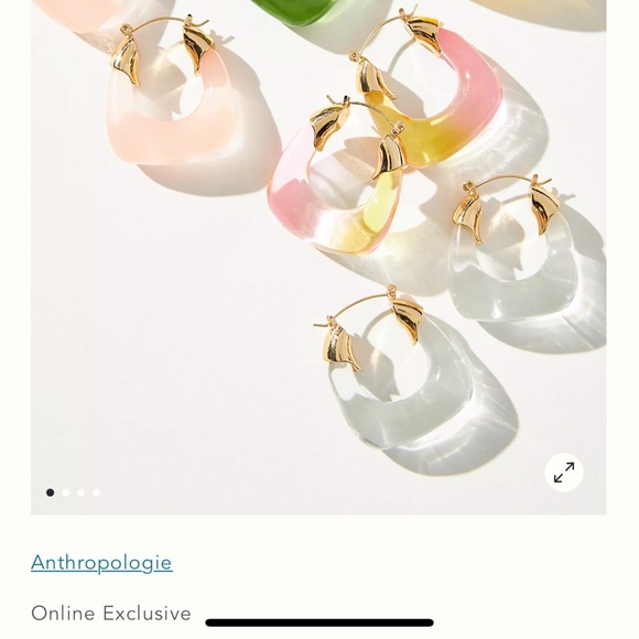 Anthropologie Resin Hoop Earrings Gold Baby Blue NEW - Picture 7 of 7